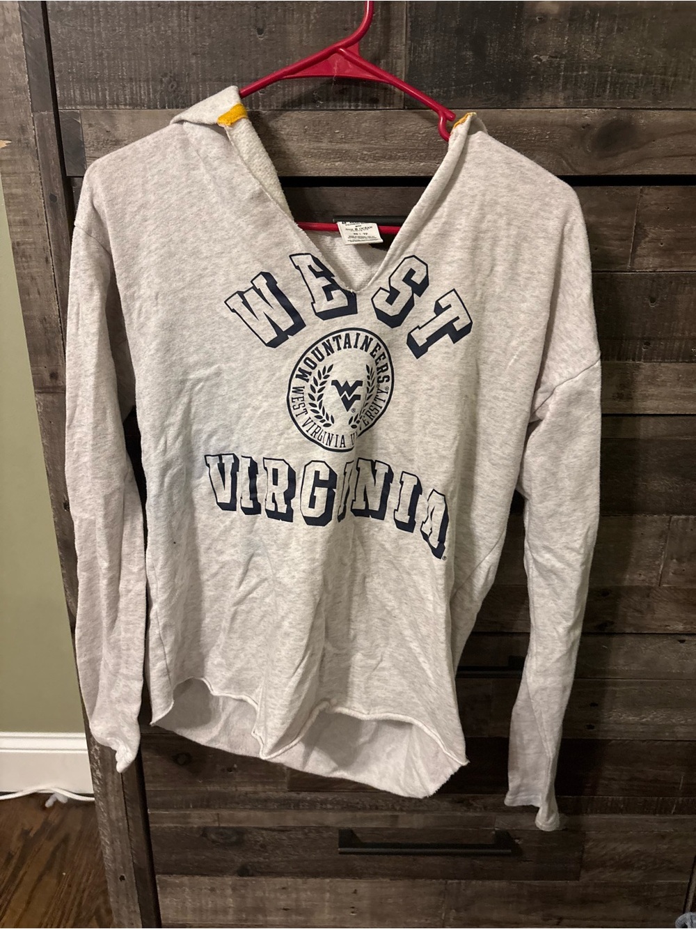 PINK Victoria's Secret Light Gray West Virginia Hooded Long Sleeve